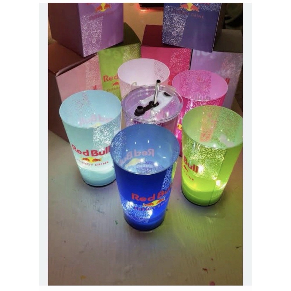 Red Bull LED Color-ChangingNight Light Cup - Assorted colors w/Lid & Straw
